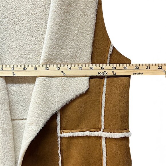 Good Hart Medium Women's Faux Suede Drape Brown Front Vest Lined Soft Comfy - Picture 7 of 8